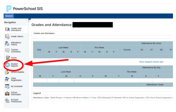 showing where to find information in powerschool